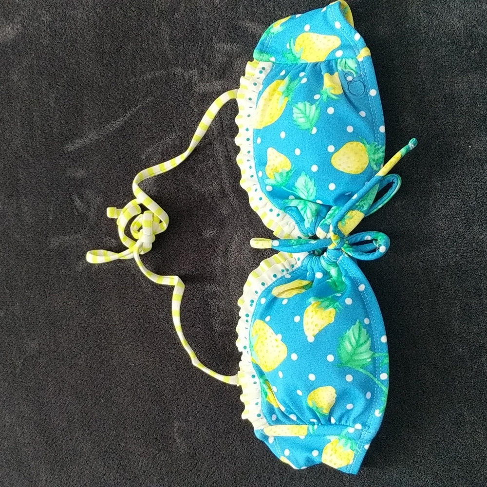 Ruffled Bandeau or Halter Strawberry Swimsuit Top